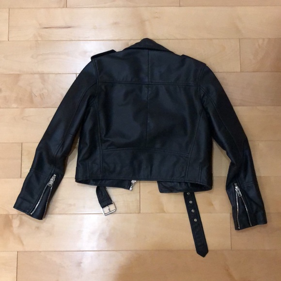 Deadwood cropped biker jacket, black leather, size 34 - Picture 3 of 4
